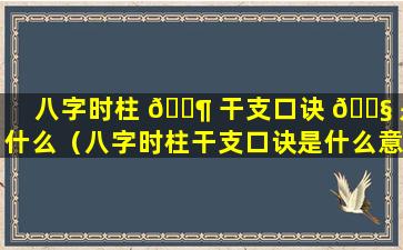 八字时柱 🐶 干支口诀 🐧 是什么（八字时柱干支口诀是什么意思啊）